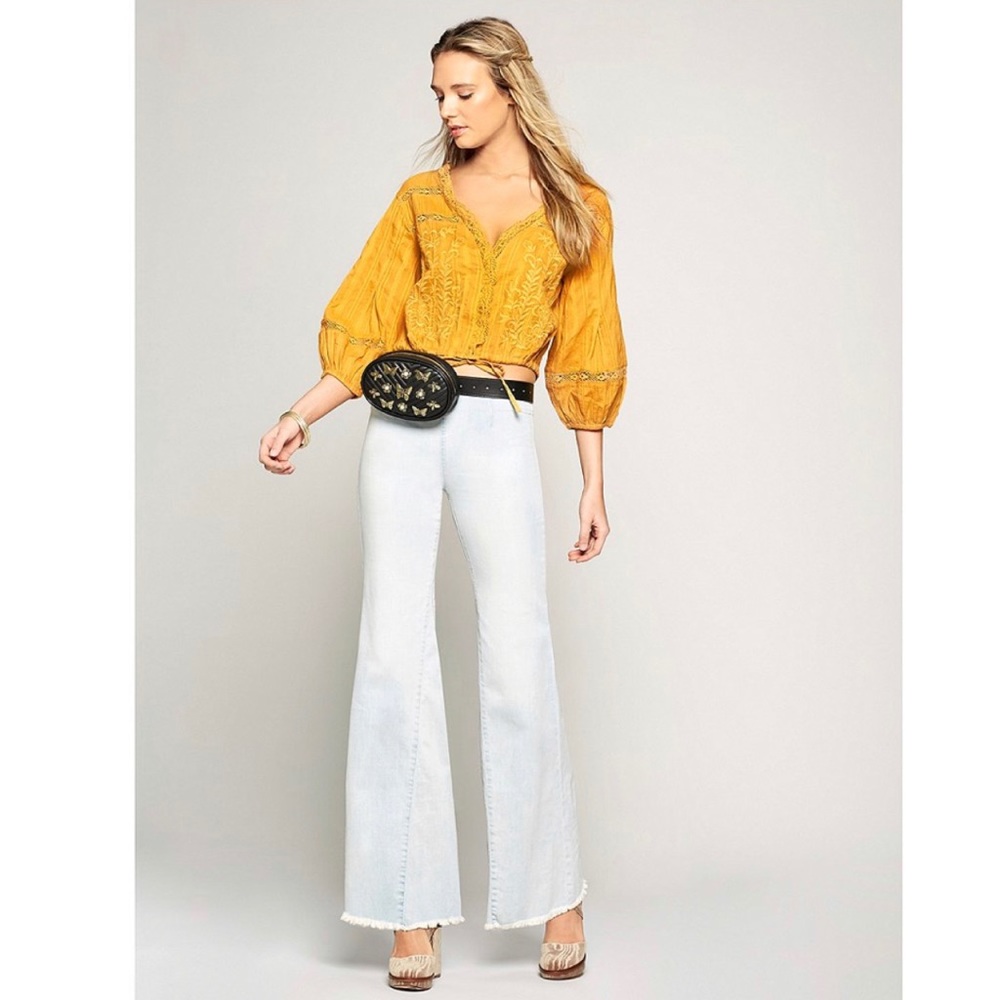 Free People Sky Blue Wide Leg Jeans